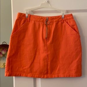Orange Denim High-waisted skirt